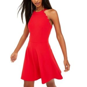 Scalloped red formal dress